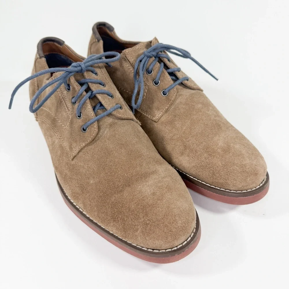 Crown & Ivy Leather Suede Oxford Shoes Men 8.5M Tan Derby Lace Up NWOT‎